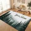 Mushroom Forest Theme Crystal Velvet Floor Rug Personalized Custom Name Text Warm Carpet Home Decoration