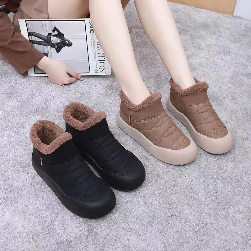 Fashion Women Thickened Warm Short Plush Waterproof Snow Boots Trend Winter New Slip-on Ankle Boots Woman Non Slip Platform Cotton Shoes
