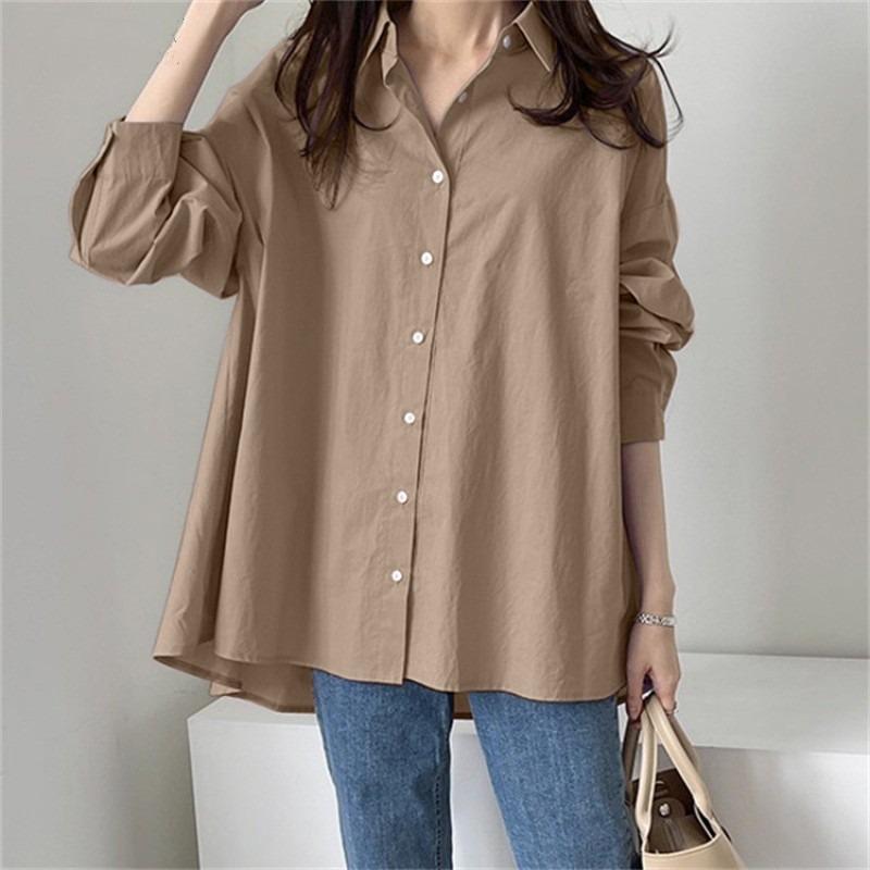 Spring Autumn Work OL Elegant Shirts Women's Collar Long Sleeve Shirt Women's Casual Elegant Solid Color Blouses