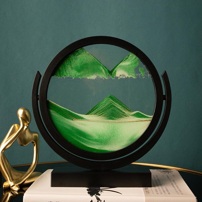 Rotatable Sandscape Moving Sand Art Picture Round Glass Deep Sea 3D Hourglass Quicksand Flowing Sand Painting Home Decor Gifts