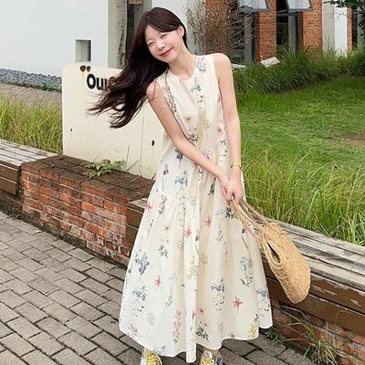 Temperament Loose and Thin Sleeveless Floral Vest Dress Long Dress Women's Summer New Spring Popular Wear