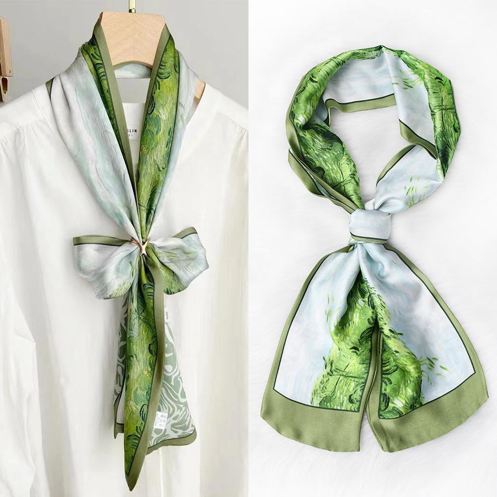 Luxury Design Horse Print Silk Sexy Scarf Women Soft Satin Hairband Neckerchief Office Hijab Headband Foulard Gift