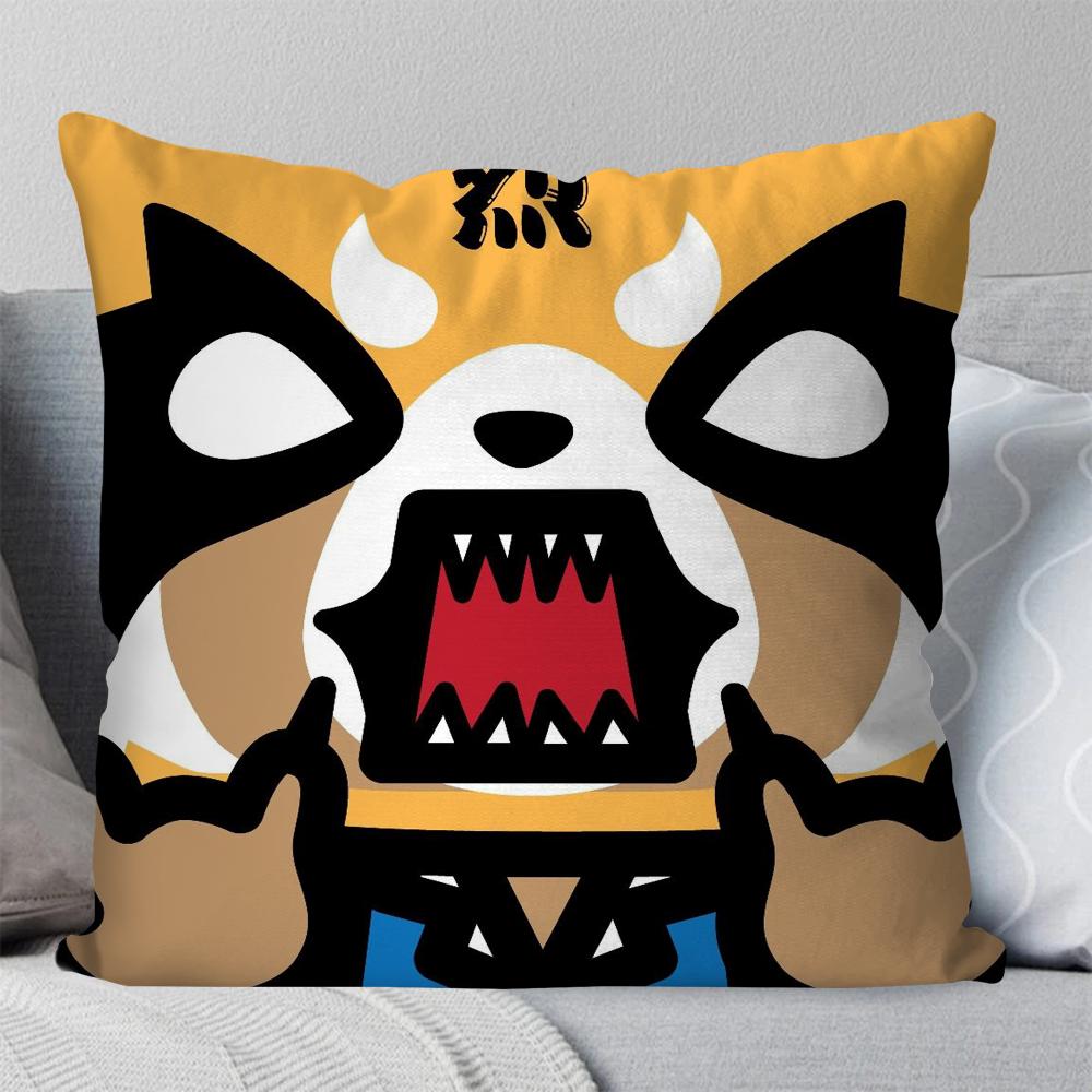 

Cartoon Cute A-Aggretsuko Pillow Case Square Pillow Bedroom Sofa Leisure Comfort Cushion Car Living Room Home Decoration 40X40 16x16Inch