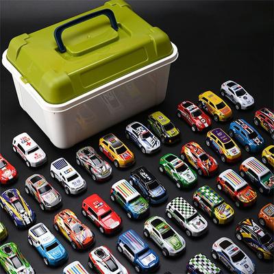 Mini conjunto de brinquedos de carro de corrida fundido com caixa de armazenamento infantil - modelos de carros de corrida em miniatura de liga