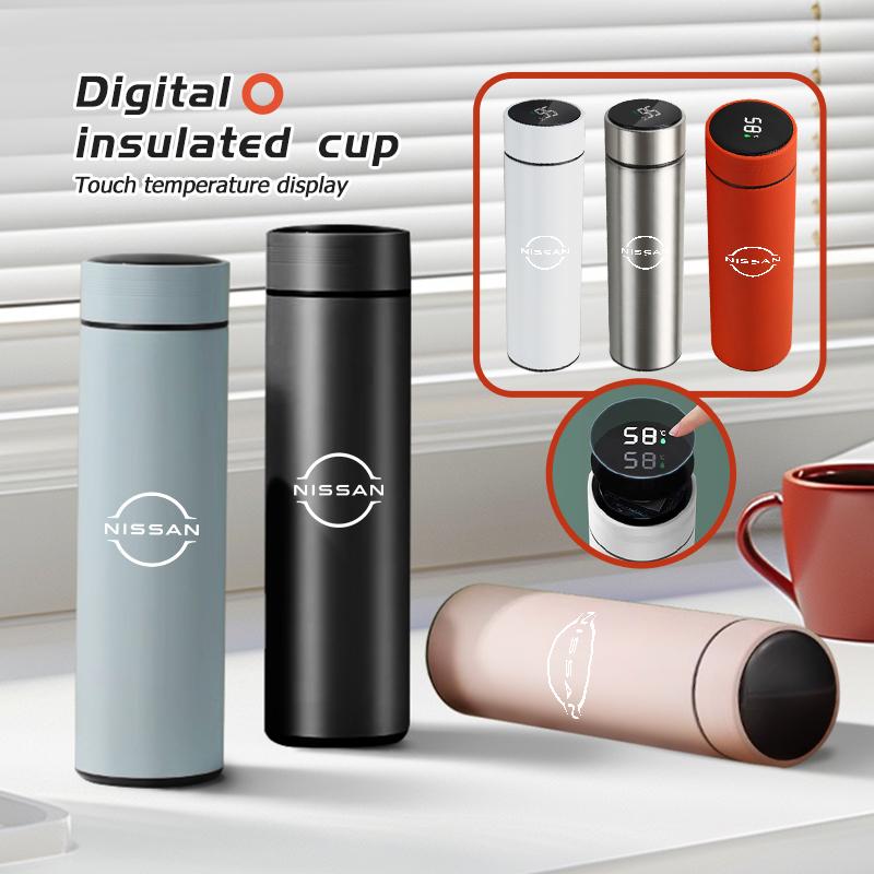 Temperature Display Thermos Cup Stainless Steel Insulated Bottle For Nissan Sentra Altima Versa Maxima Murano Note Armada Pulsar
