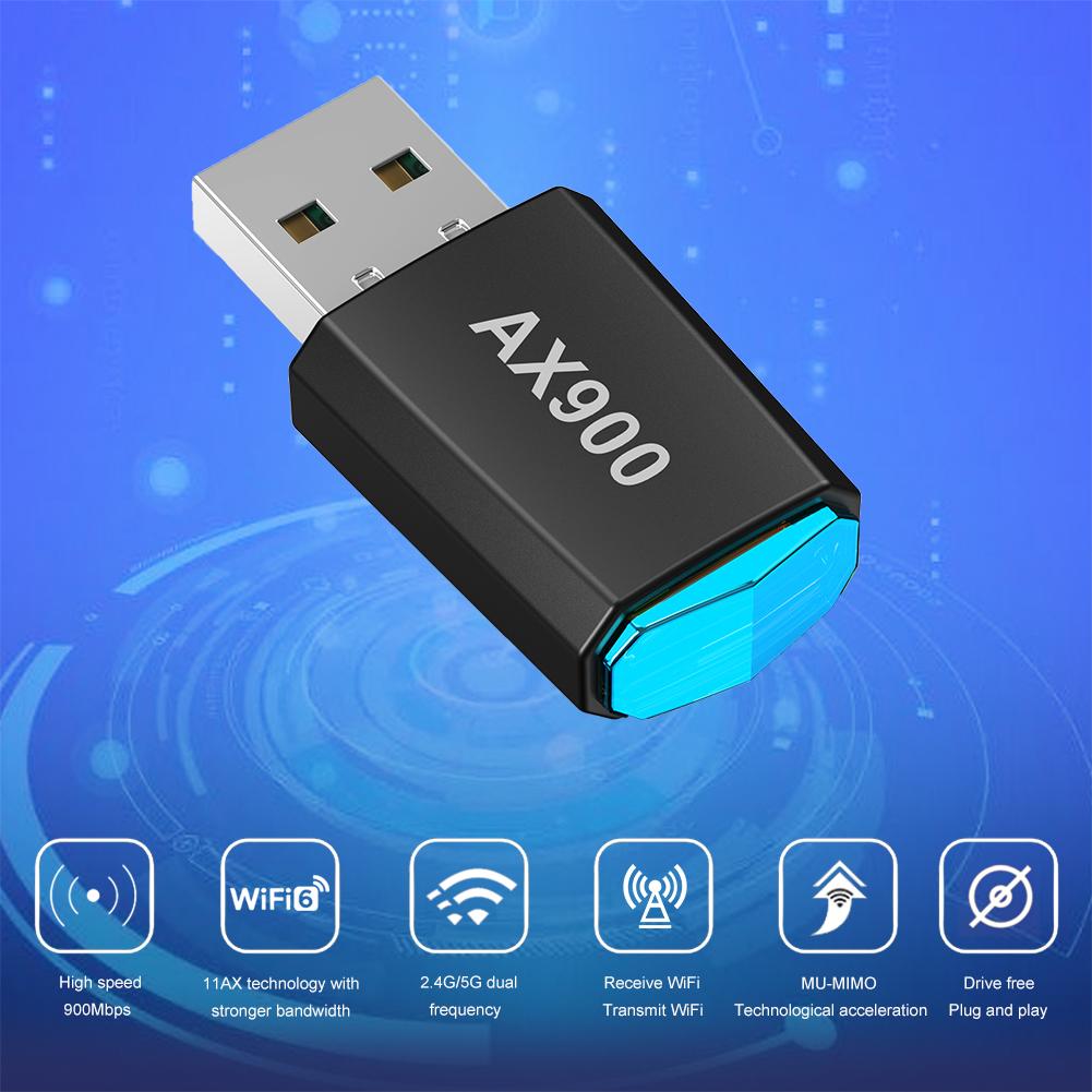 AX900 Karta Sieciowa WiFi6 Smart Dwuzakresowa Karta Sieciowa Bezprzewodowa Plug-and-Play Odbiornik Wifi 2.4G i 5GHz dla Laptopa Windows 7 10 11