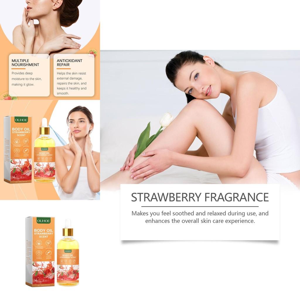 Ouhoe Strawberry Moisturizing Body Oil Hydrating Nourishing Elasticity Firming Rejuvenating Skin Care Treatment