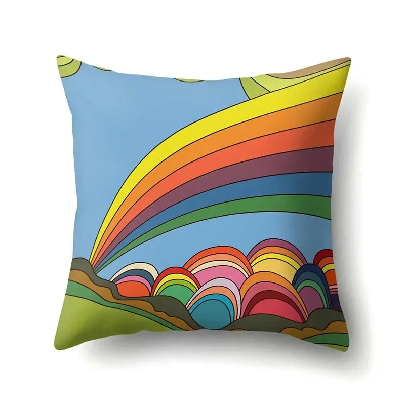 Sofa Pillowcase Home Cushion Cover Colorful Rainbow