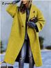 New Autumn/Winter Women's Casual Long Length Solid Color Warm Wool Coat