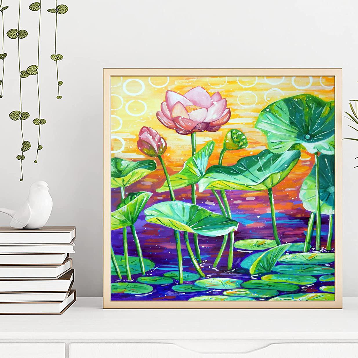 

5D Diy Алмазная картина Благородный лотос Алмазная вышивка Полный набор аниме Наборы для вышивки крестом Домашний декор Подарок ручной работы Round 30x30cm