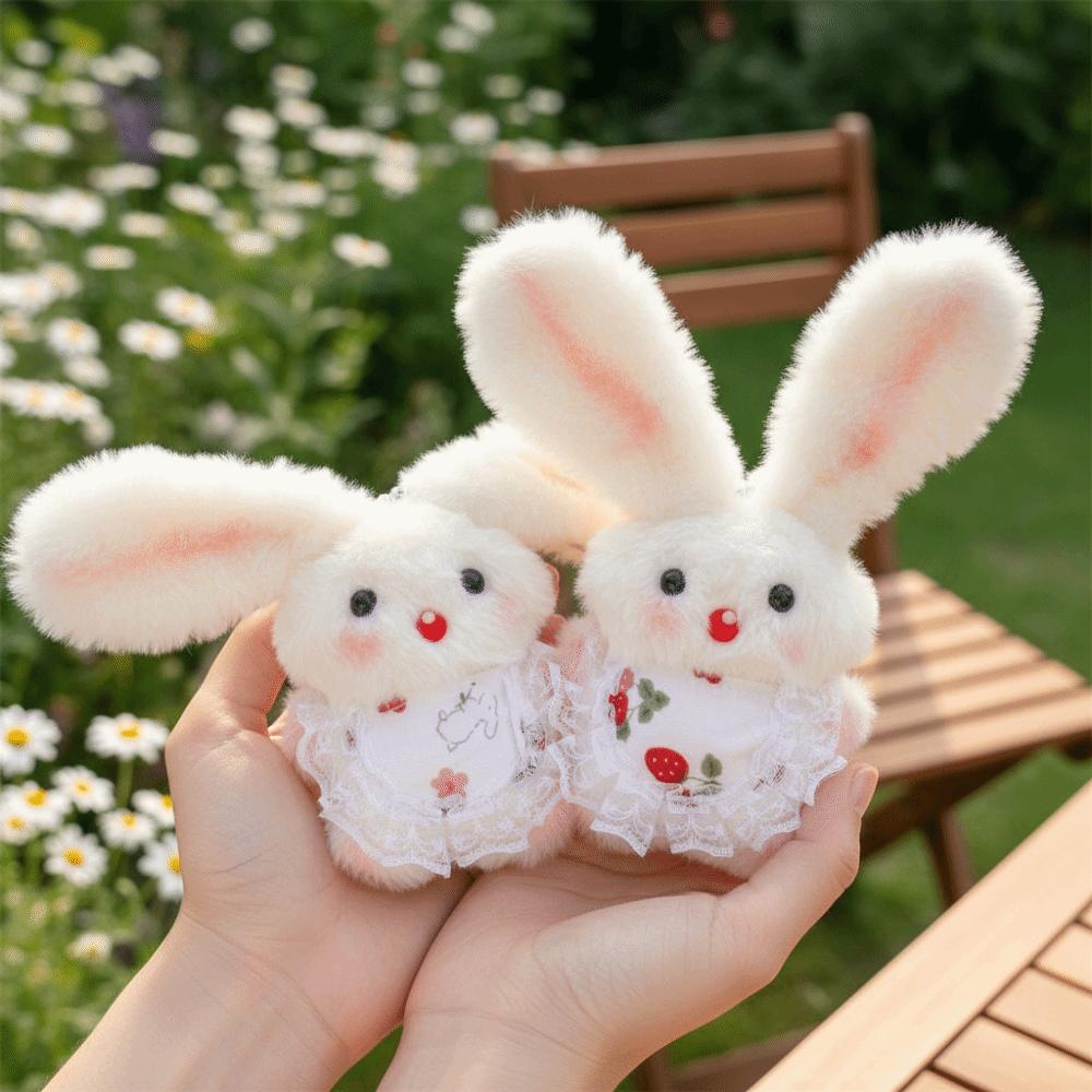 Cartoon Design Plush Rabbit Keychain Cute Long-eared Rabbit Pendant Stuffed Keyring  Couple Items