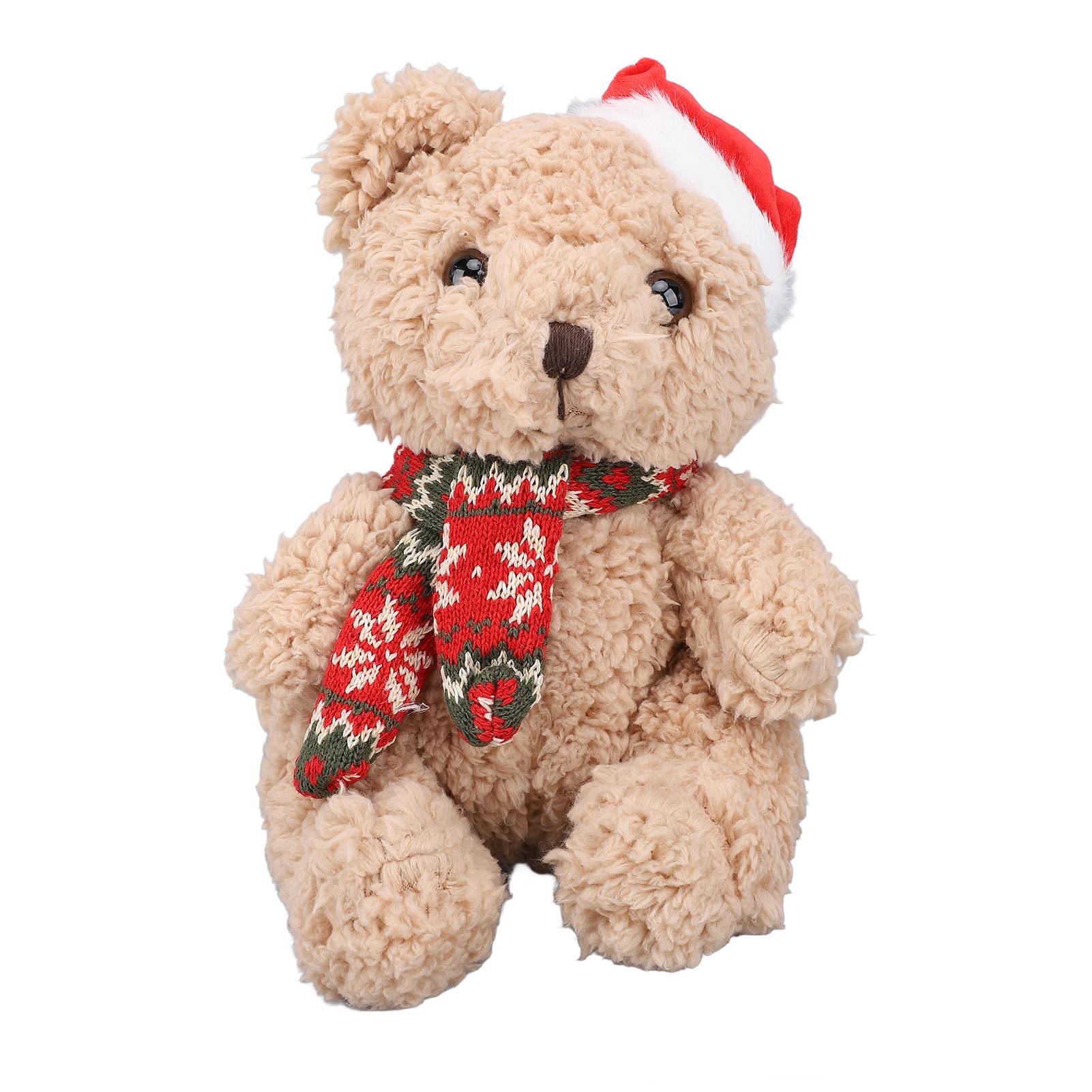 

9.06in Різдвяний плюшевий ведмедик Милий ведмедик у шапці Санти Різдвяний ведмедик М яка іграшка Плюшева іграшка Лялька Прикраса Red Xmas Scarf