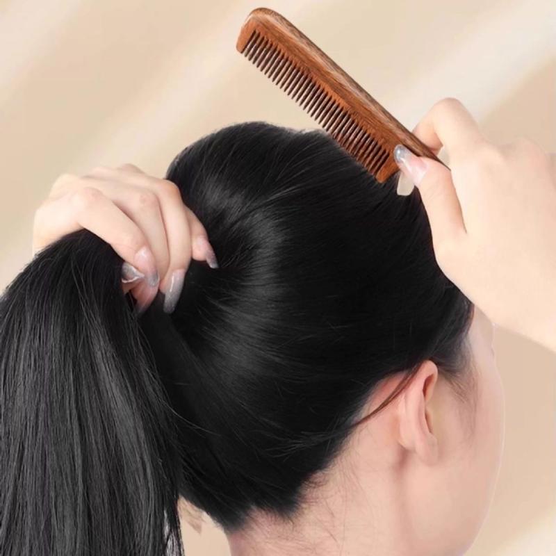 1PCS Natural Sandalwood Hair Comb 20cm Fine Tooth Thickened Sharp Tail Anti-static Hairdressing Comb For Styling And Grooming