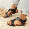 Women's New Plus Size Roman Sandals Women's Flat Velcro Casual Beach Sandals
