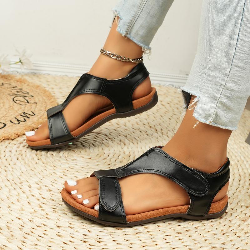 Women's New Plus Size Roman Sandals Women's Flat Velcro Casual Beach Sandals