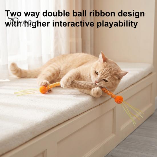Safe Kitten Teething Toy Mesh Tube Cat Toy, Interactive Chew Flexible with Linen Teaser Wand Wrap And Plush Balls, for Indoor Cats Boredom Relief