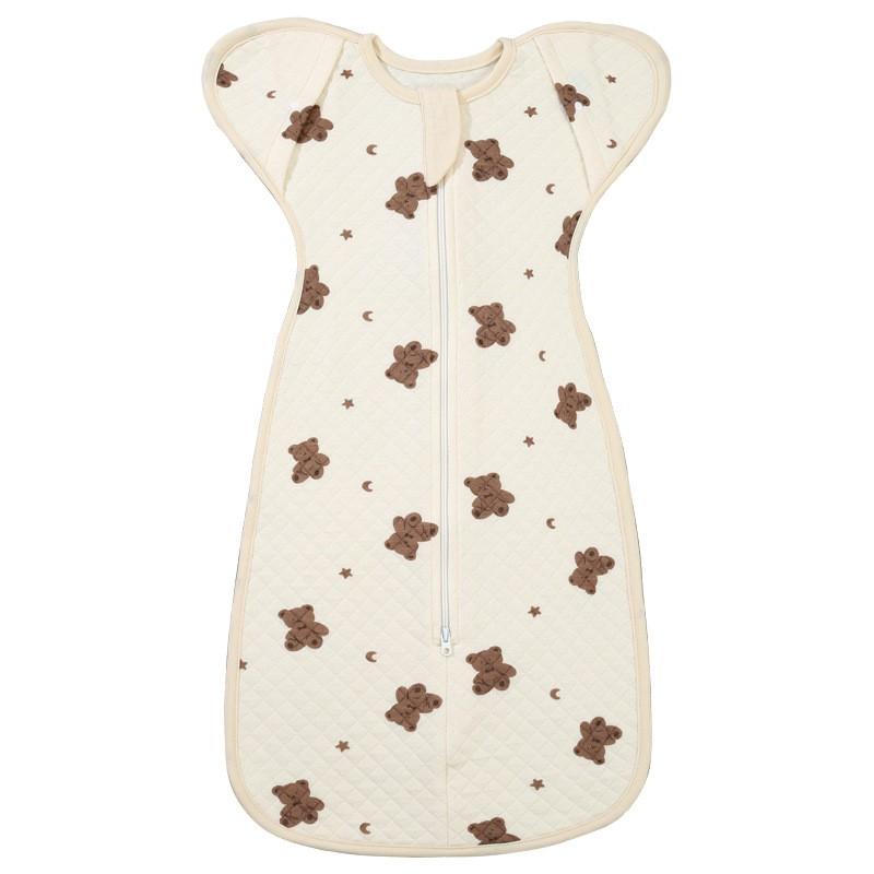 Baby Cotton Swaddle Blanket Newborn Sleep Sack Wrap Arms Up Design Stretchable Sleeves