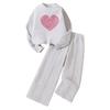 Girls' Spring Hoodie Set - Heart Long Sleeve Top & Pants, Plus Velvet, Casual Two-Piece Outfit for Medium to Large Children