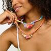 Colorful Marine Life Necklace with Shell Pendants & Silk Scarf - Gold Plated, European & American Beach Series