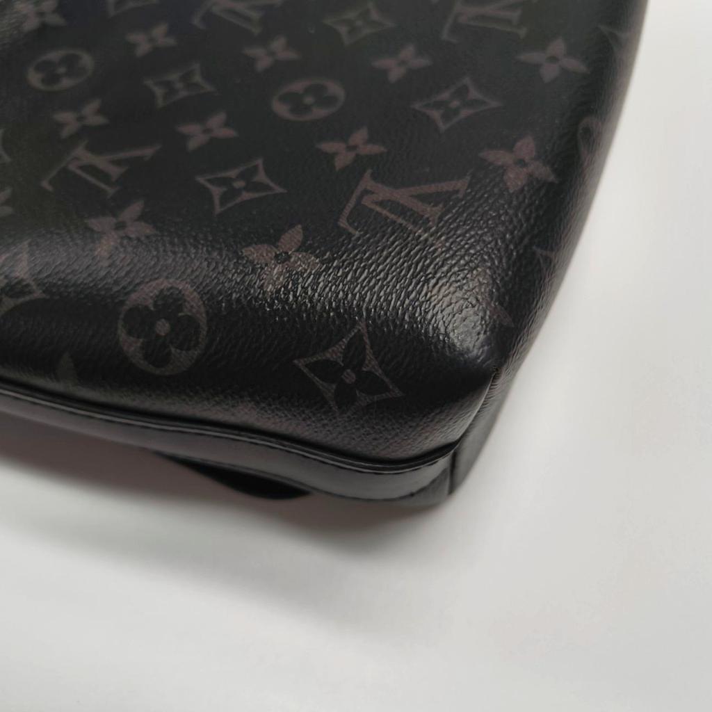 [Pre-Owned] District Mm Monogram Canvas Leather Commuter Briefcase Laptop Bag - Good #JS6989