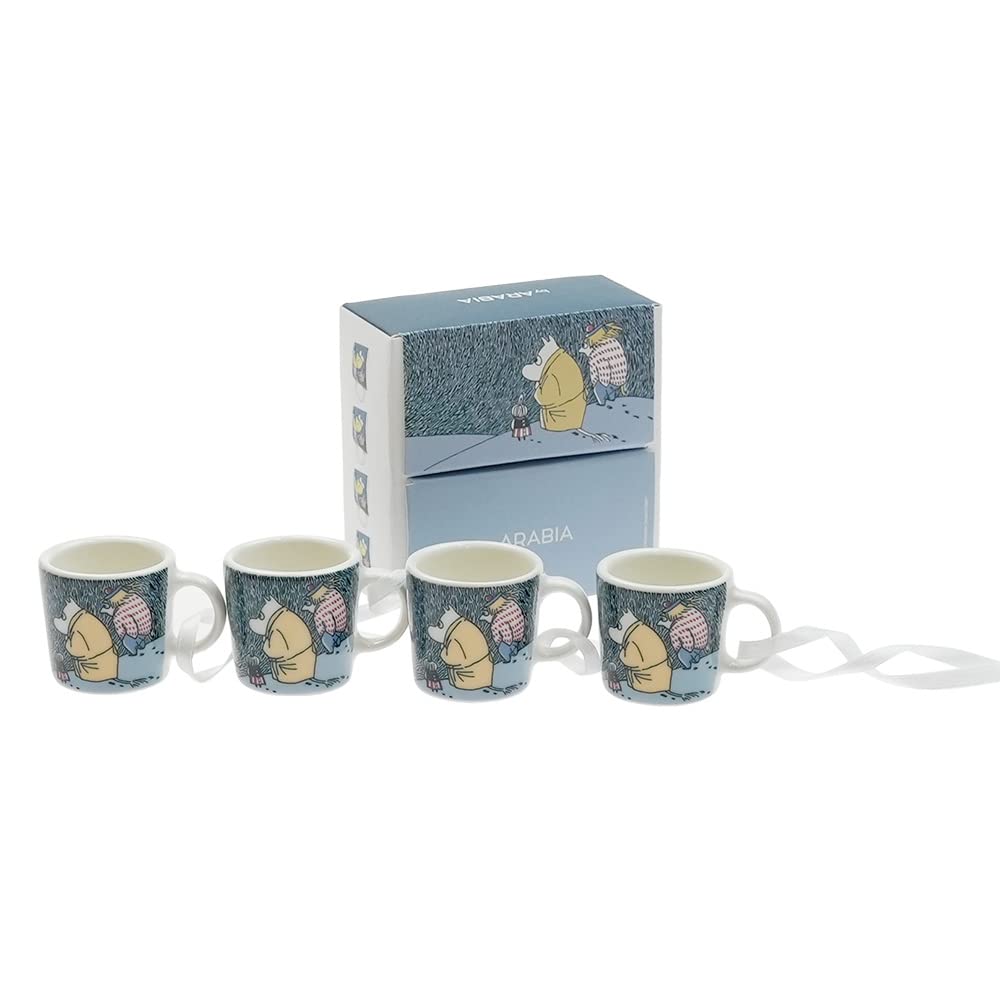 Arabia Moomin Mini Mug Set of 4, Snow Moonlight 2021 Winter Ornament [Parallel Import]