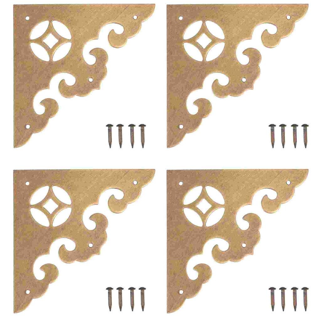 4 Pcs Corner Guard Quick Installation Guards Wardrobe Triangle Decorative Protectors Brass Chinese Style Affordable