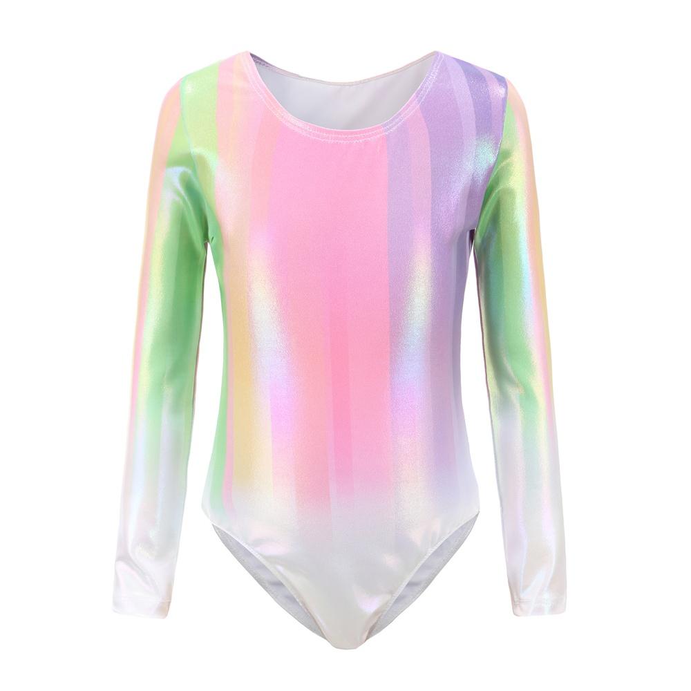 Satın alın Girls Gymnastics Bodysuit Rainbow Gradient Dancewear Ballet