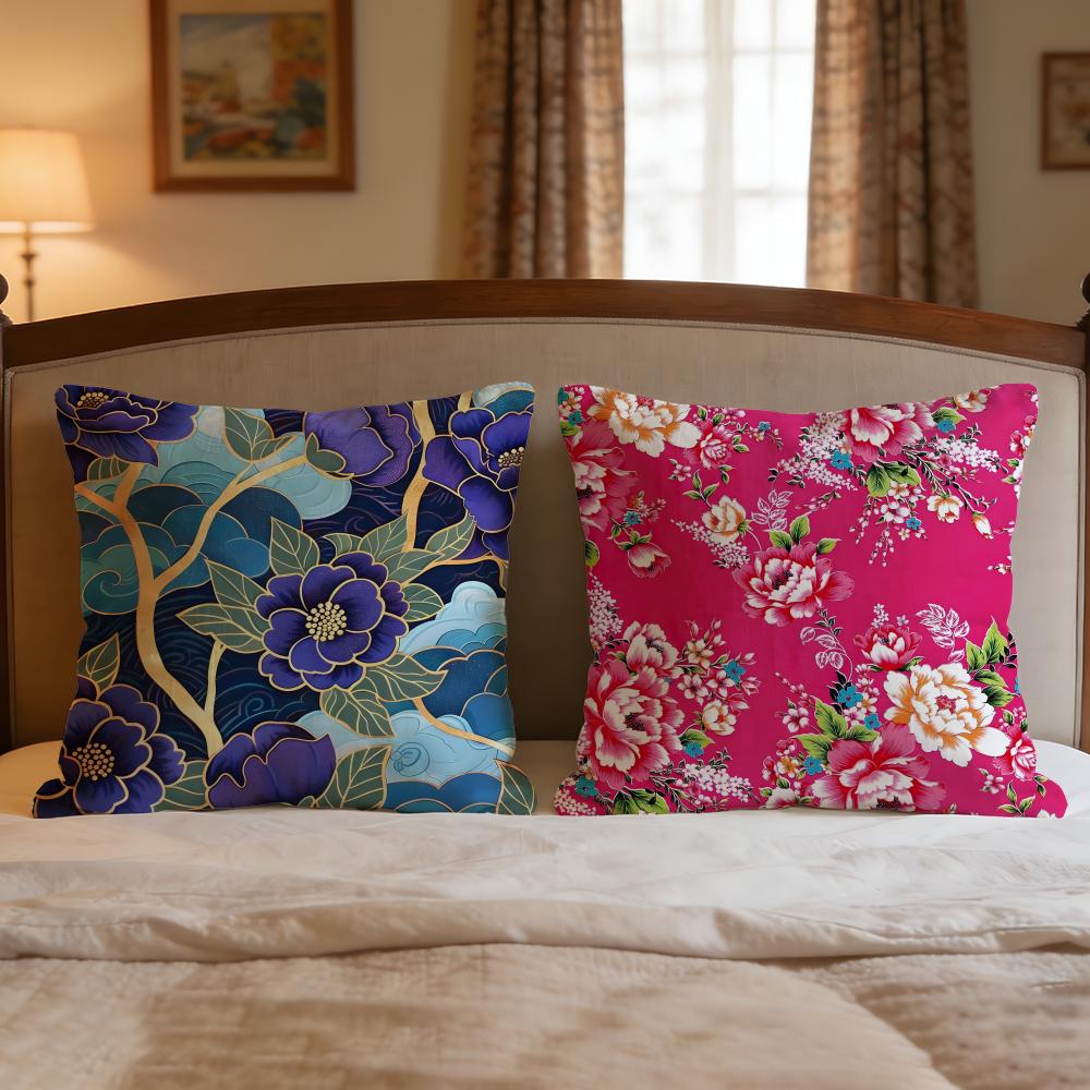 Chinese Traditional Floral Cushion Cover 1Pcs Decorative Covers Soft Cushion Case For Sofa Couch Decor 40X40 45X45 Pillowcases