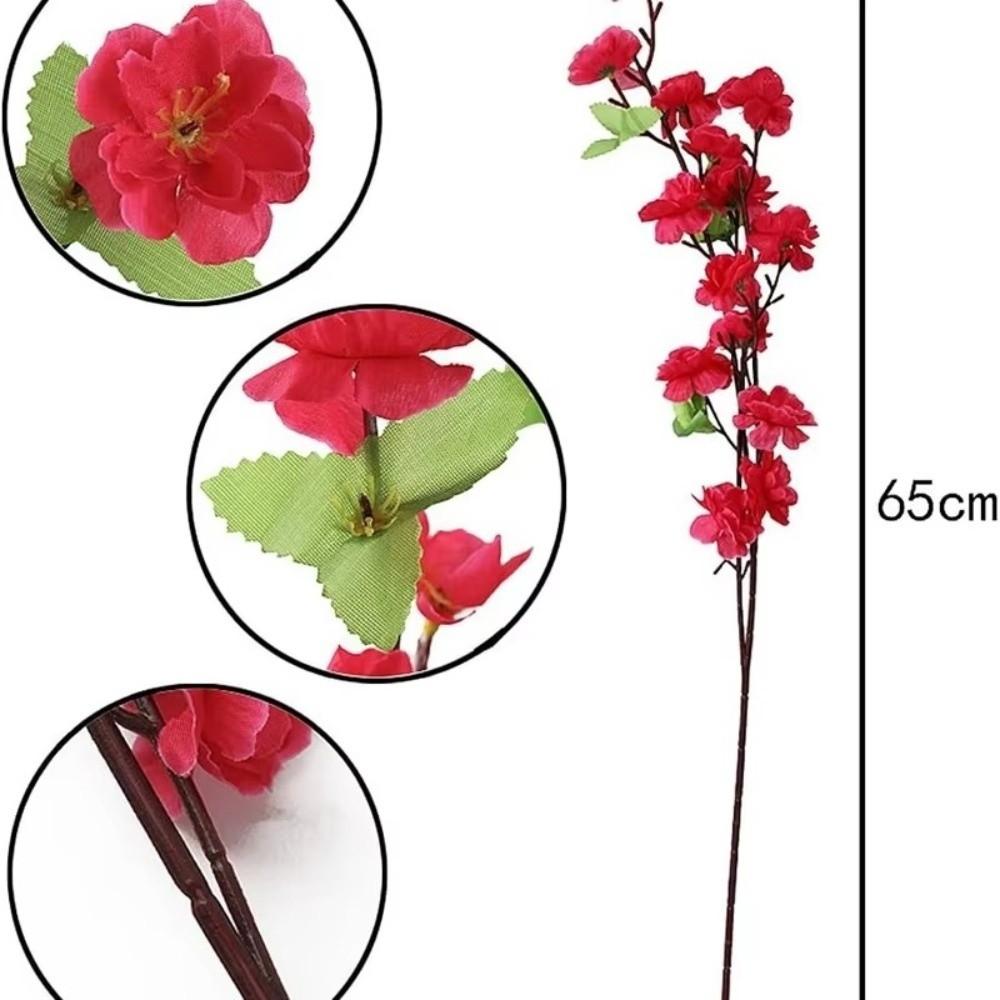 3pcs Lifelike Artificial Sakura Flowers Pink Silk Fake Flowers Peach Blossom Branch Table Center