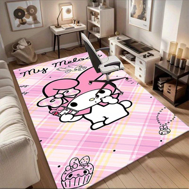 1pc Sanrio Kuromi Mermaid Printed Office Carpet Rectangle Rug Under The Table,Perfect Room Decor for Living Room, Bedroom, Kitchen, Non-slip Floor Mat