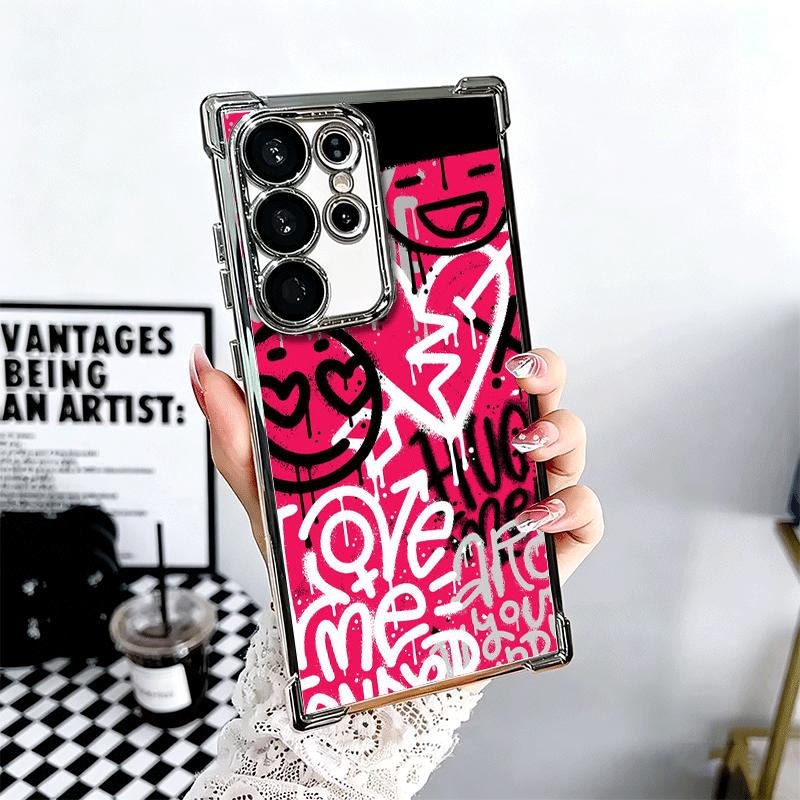 Graffiti Fashion Art Soft Phone Case For Samsung Galaxy S26 Ultra S25 Edge S24 FE S23 Plus S22 S21 + S20 Plating Anti-Fall Funda