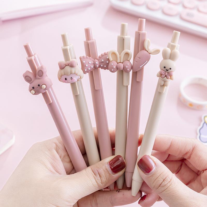 4 pcs/lot 0.5mm Kawaii Cartoon Rabbit Girl Mechanical Gel Ink Pens School Office Writing Supplies Stationery