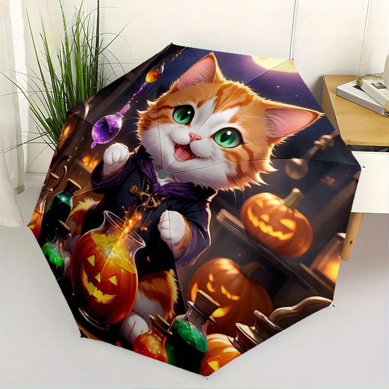 1pc Pharmacist Kitten Halloween Automatic Opening and Closing Umbrella - Small Umbrella Suitable for Various Occasions, Portable 3-Fold Smal