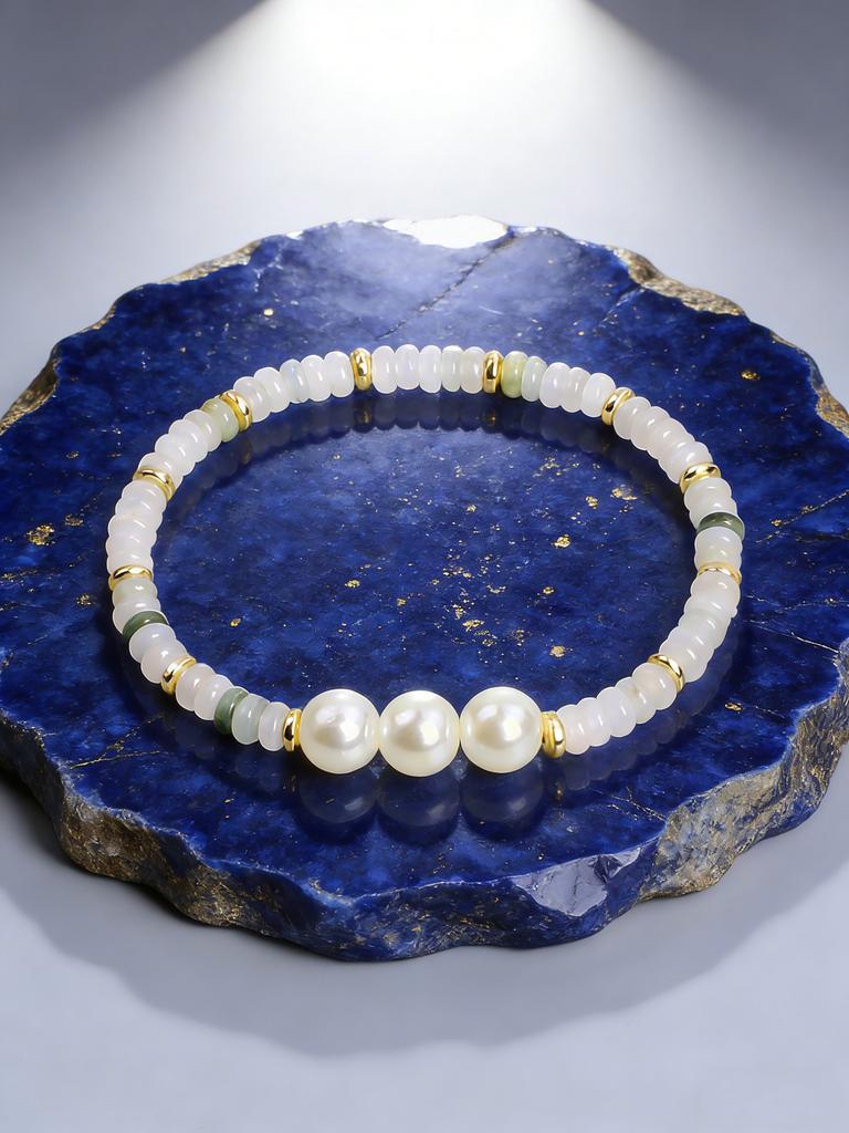 Natural Stone Simulated Pearl Bracelet Green Aventurine 4mm Abacus Beads Handmade Reiki Energy Charm Bracelet Bohemian Jewelry