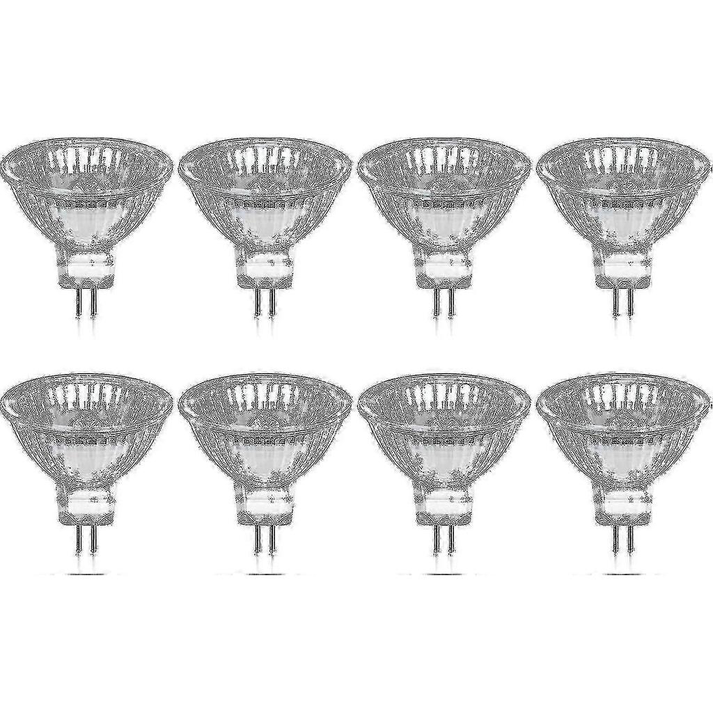 Pack Of 8 Halogen Bulbs Gu5.3 Mr16 35w 12v Dimmable - Warm White 2800k, 400 Lumens, Glass Cover Fi New Arrival S06