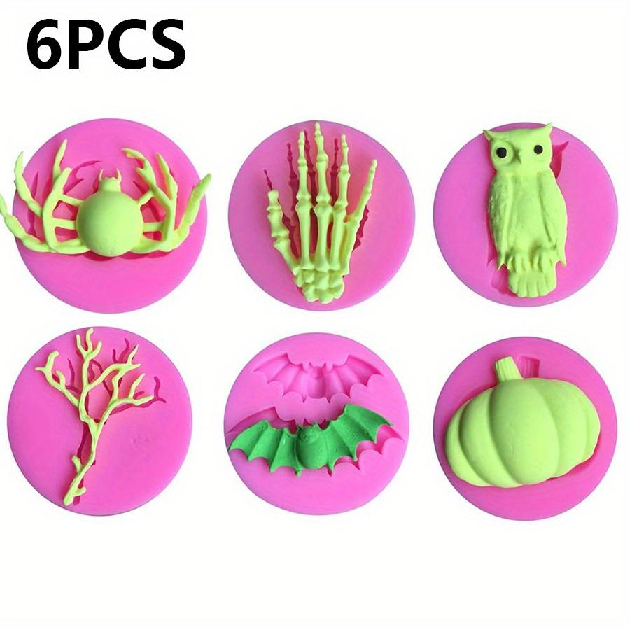 2.2" Halloween Silicone Fondant Molds for Cake & Cupcake Chocolate Pumpkin Skull Hand Bat Owl Branch Spider Candy Molds JXB