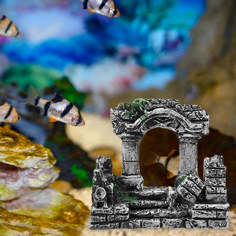 Aquariumdeko Aquariumdekoration Kunstharz Künstliche Ornamente Aquarium Römische Säule Ruinen Schloss Ornamente Hintergrund