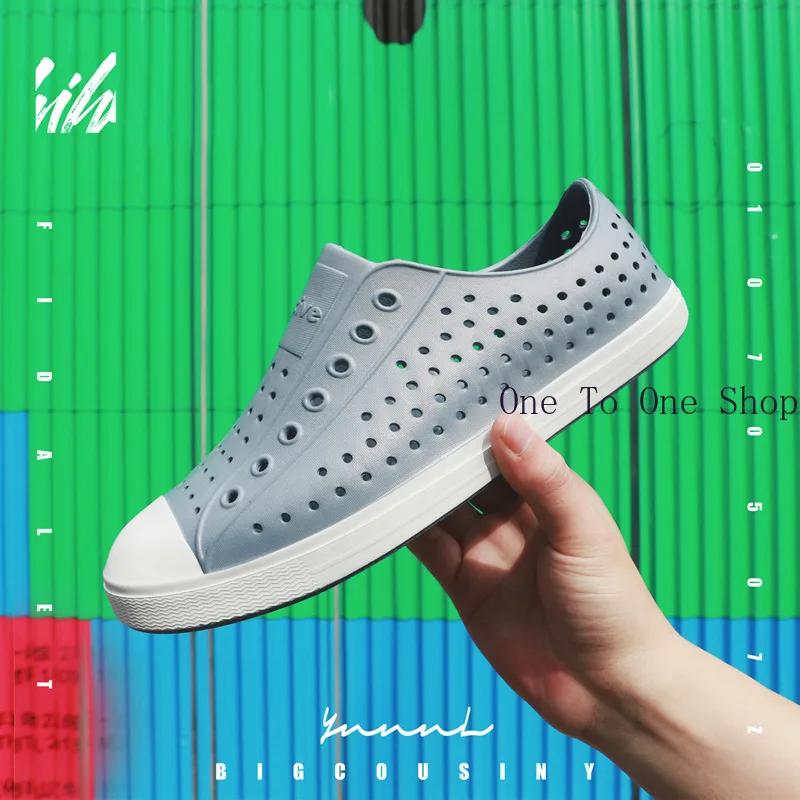Men's Sandals Casual Outdoor Summer Hole White Shoes Breathable and Non Slip Soft Soled Shoes Canvas Shoes Dance