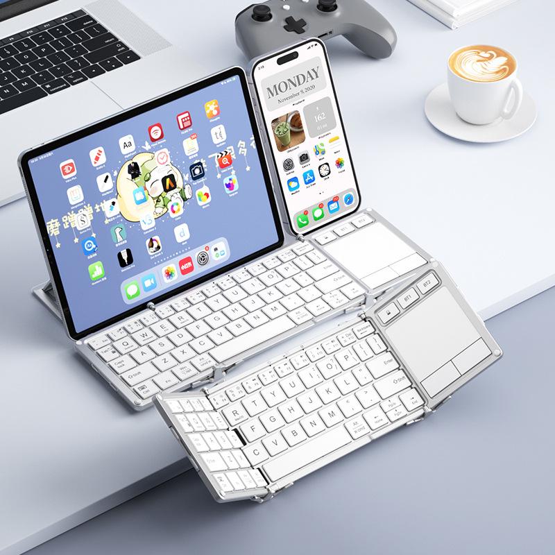 BOW Hangshi HD088F Dual-Mode Wireless Bluetooth Foldable Keyboard with Stand for Tablets & Phones