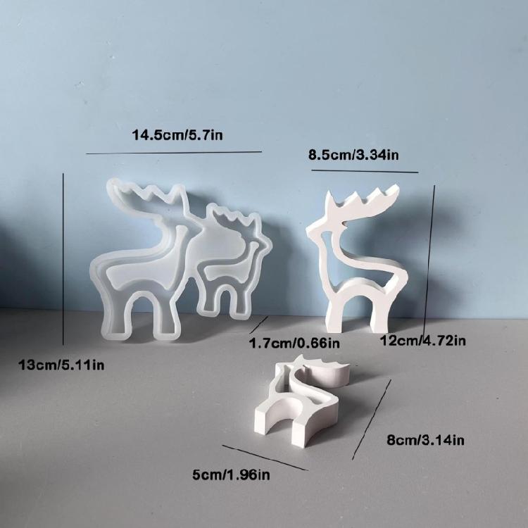 Christmas Deer Silicone Mould Easy Demolding Multipurpose Silicone Mould For Handmade Candle Soap Holiday Decoration