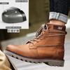 Cow Leather Boots Men Lace Up Ankle Boots Platform Shoes Autumn Winter Ladies Shoes Outdoor Vintage Boots for Men