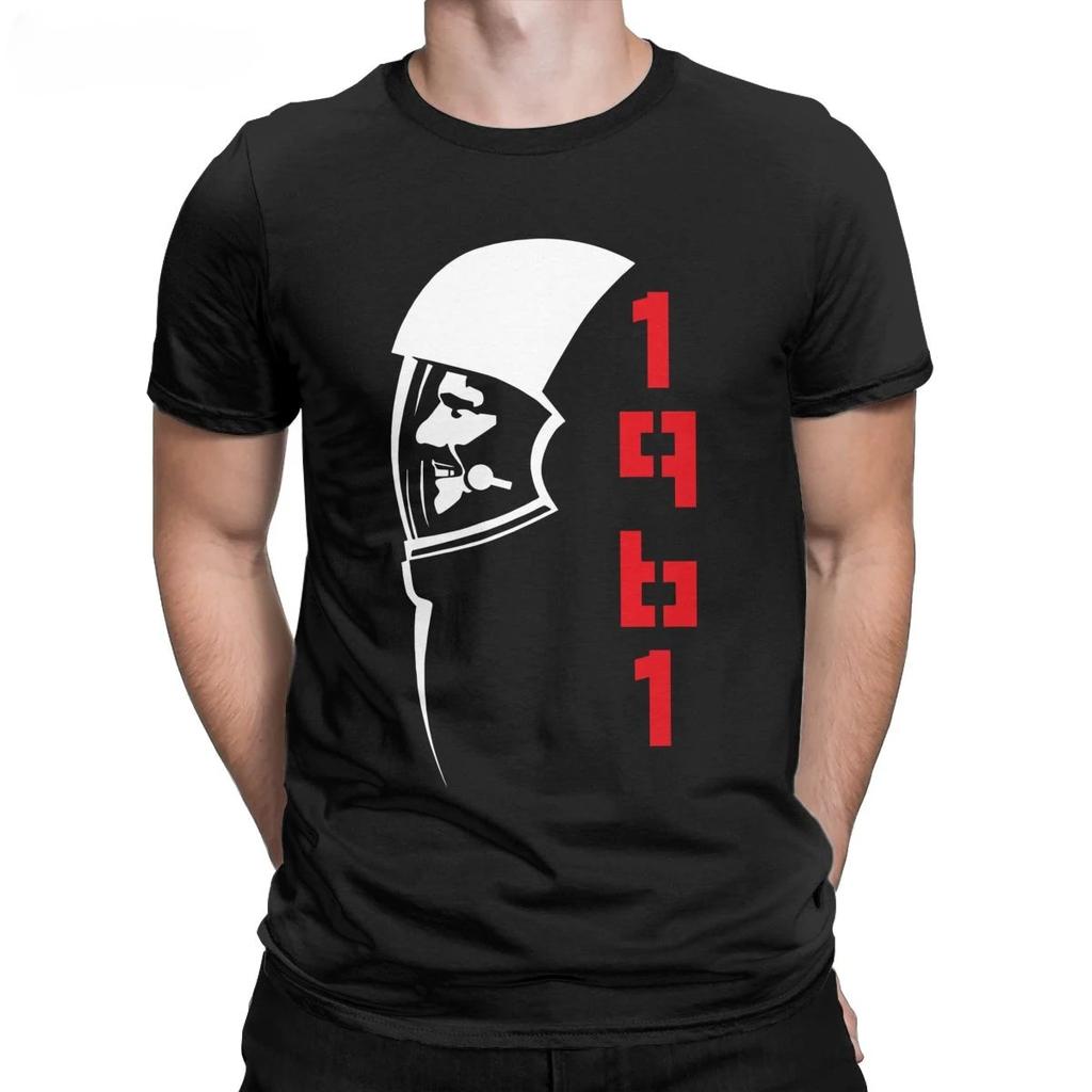 Yuri Gagarin Laika Cccp T Shirt Men Ussr Soviet Union Printed Gosha T-shirt  Astronaut Laika Dog Propaganda  Astronaut CCCP Tees