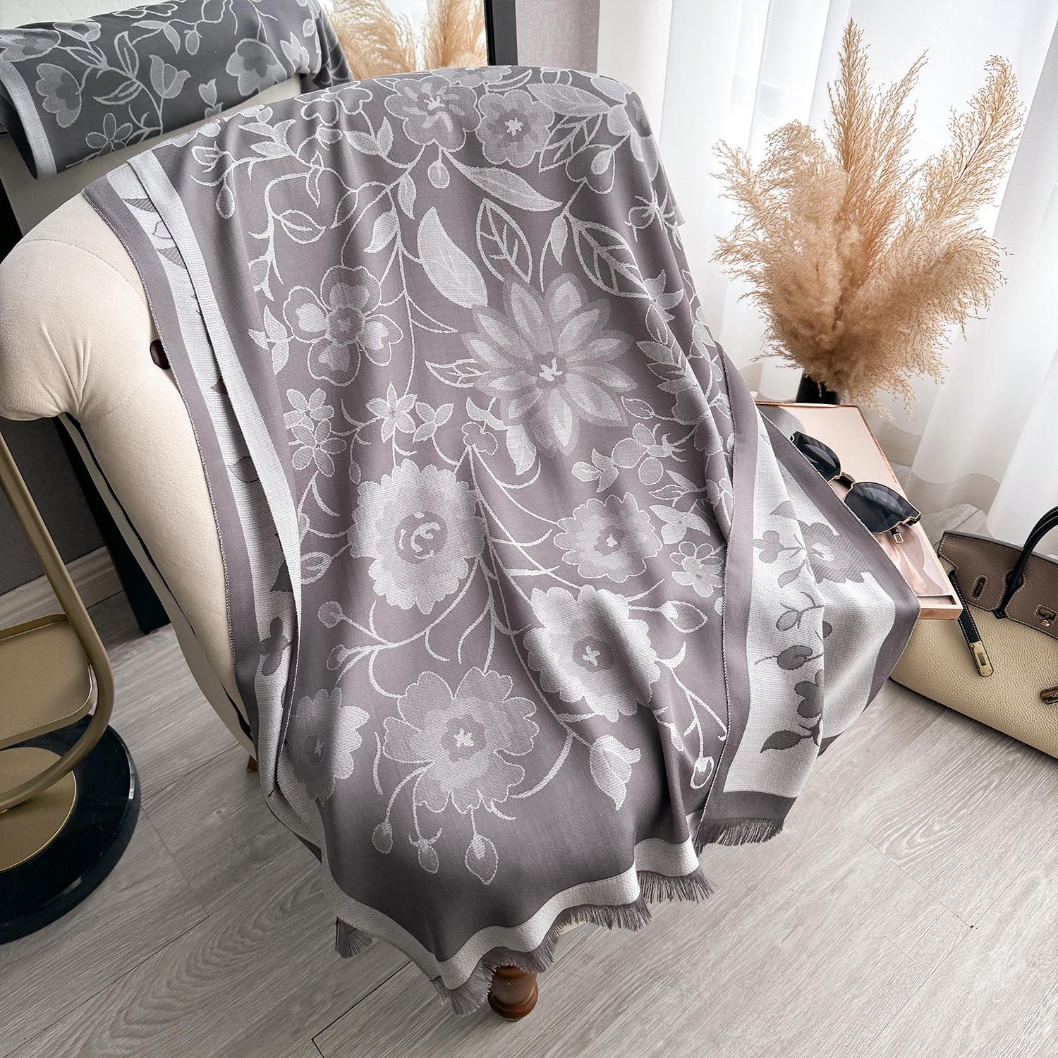 

Girly Style Contrasting Colors Spring And Summer Double-Sided Tencel Cotton Scarf Winter High-End Warm Shawl Thin 180cm