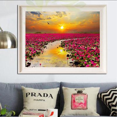 5D DIY Diamond Painting Flower Field Scenery Full Round Diamond Rhinestone Embroidery Cross Stitch