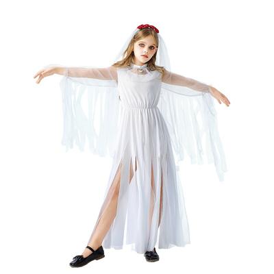Halloween Kids Costume Girls Dark Demon Ghost Bride Dress Vampire Witch Costume Funny Show Costume