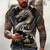 Summer casual dragon T-shirt men's fashionable 3D animal print, plus size short sleeved street T-shirt