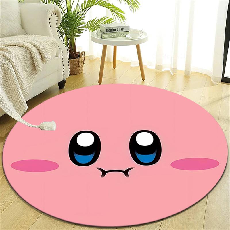 1pc Kirby1 Design Printed Area Round Carpet for Bedroom Living Room Home Decor Rugs Mat Non Slip Mat Rug for Bedside