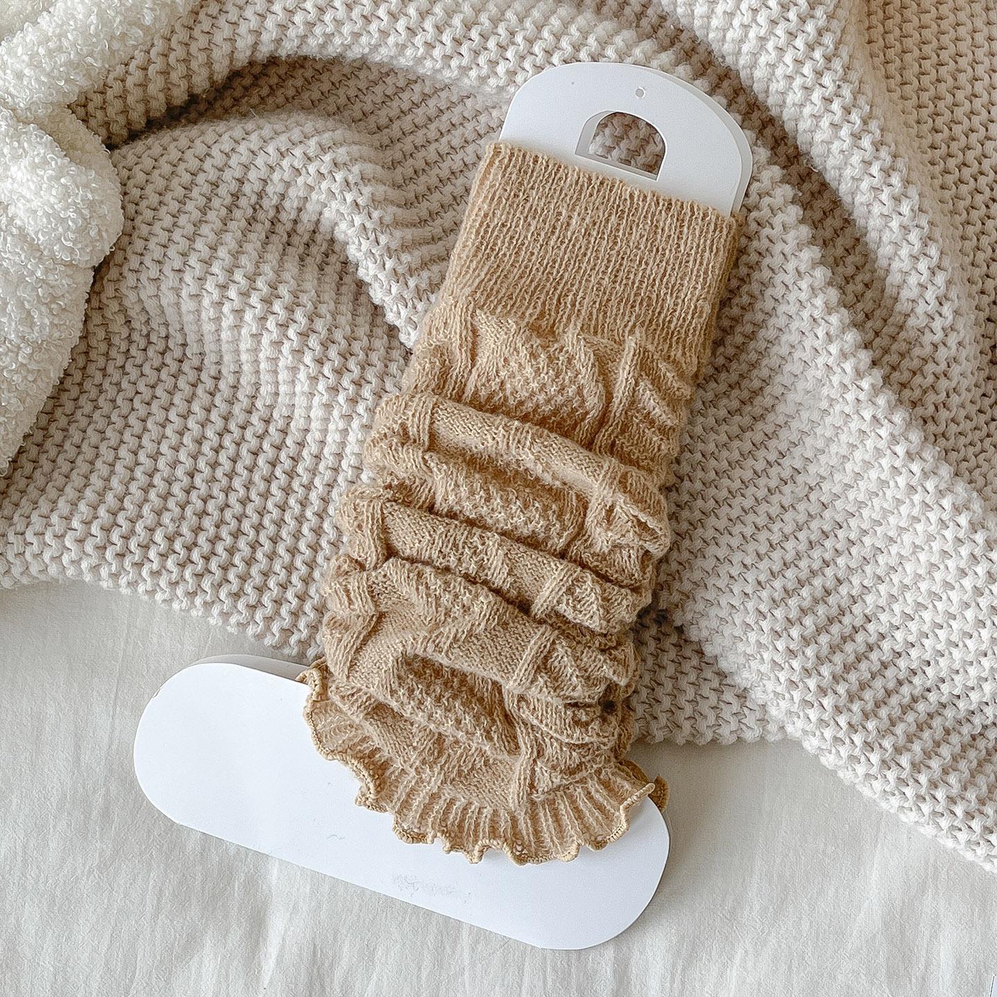 

Темно-серые гетры крупной вязки: Уютные осенне-зимние носки-скранчи для женщин с лоферами - однотонные гольфы One Size верблюд