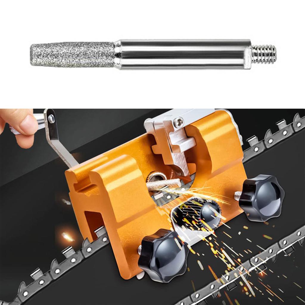 5pcs Chainsaw Sharpening Stone Chain Saw Sharpener Diamond Grinding Tool with Wrench Grinding Heads 4mm/4.8mm/5.5mm