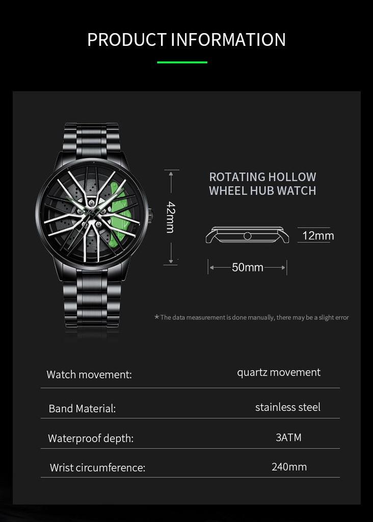 Men's Sports Watch Featuring Cool Sharingan Car Wheel Design